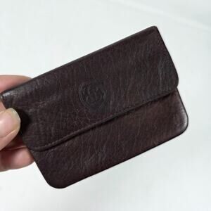 Vintage Small Brown Leather Buxton Wallet Credit Business Card Holder Mini Cash